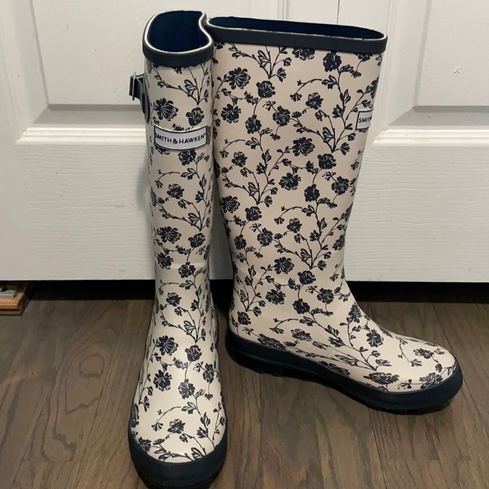Floral rain boots